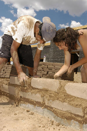 Students engaged in service-learning. 