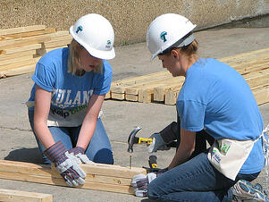 Students engage in service-learning. 