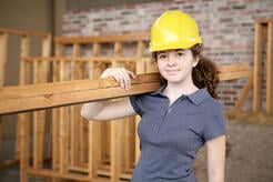 A young American volunteers in construction.