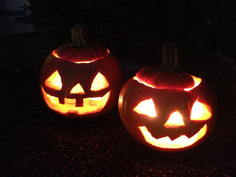 Pumpkins carved for Halloween.